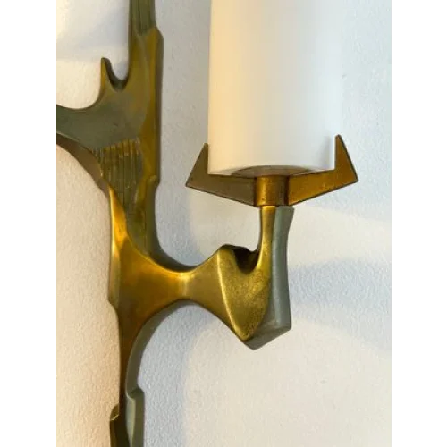 Copper & Frosted Glass Wall Sconce | Sculptural Twin-cylinder 53cm Mid-century Modern Hallway Casalolalights Luxury