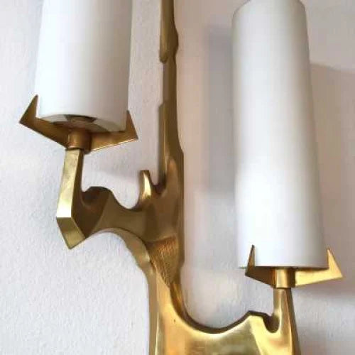 Copper & Frosted Glass Wall Sconce | Sculptural Twin-cylinder 53cm Mid-century Modern Hallway Casalolalights Luxury