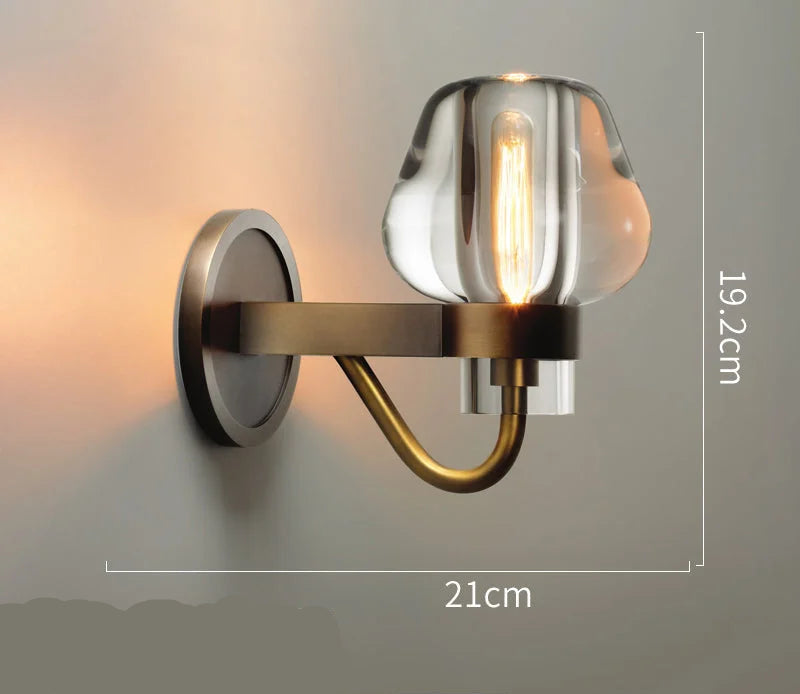 Modern Copper & Crystal Wall Sconce – Luxury Bedroom Hallway Light Fixture