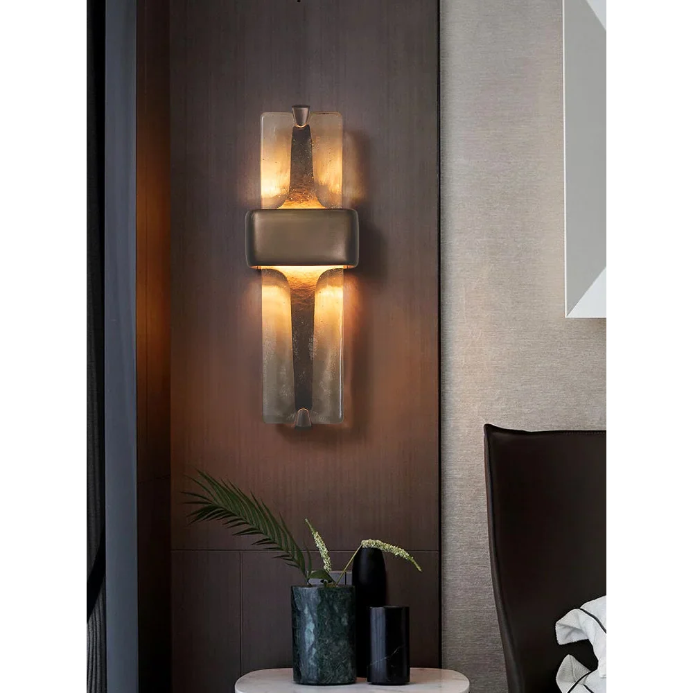 Modern Crystal & Copper Wall Sconce – Elegant Handcrafted Light for Luxury Interiors