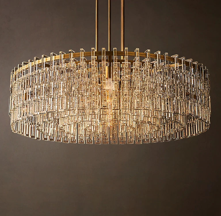 Round Crystal Drum Chandelier – Luxury Copper Led Modern Dining Light Casalolalights Luxury Lamps for Interior Designers
