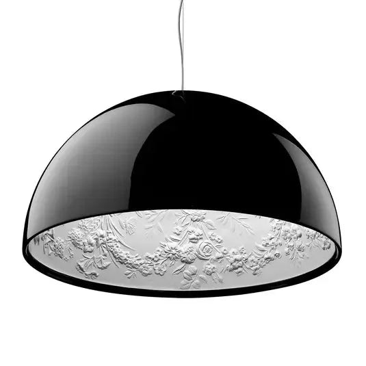 Dome Pendant Light 40-60cm | Black Crystal-flower Relief Ceiling Dining Room & Kitchen Island Casalolalights Luxury
