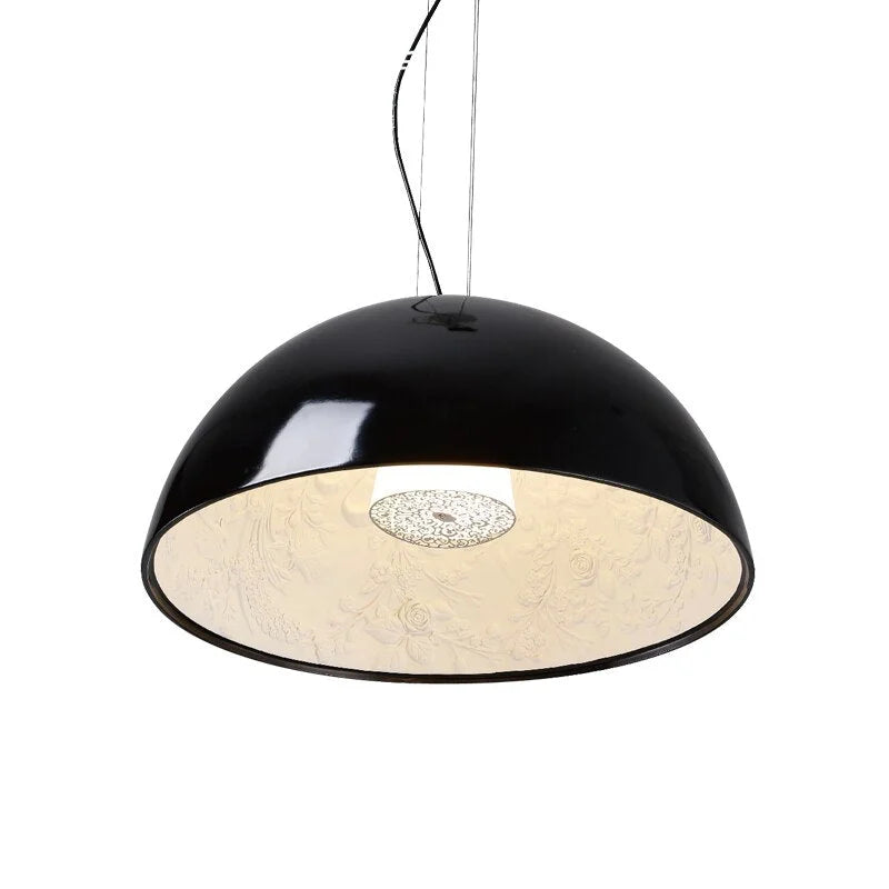 Dome Pendant Light 40-60cm | Black Crystal-flower Relief Ceiling Dining Room & Kitchen Island Casalolalights Luxury