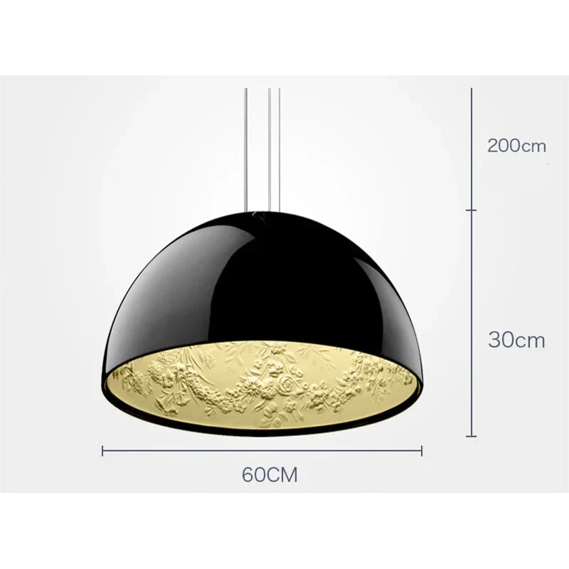 Dome Pendant Light 40-60cm | Black Crystal-flower Relief Ceiling Dining Room & Kitchen Island Casalolalights Luxury