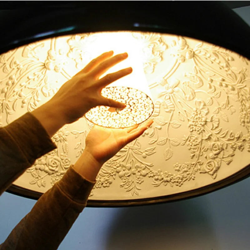 Dome Pendant Light 40-60cm | Black Crystal-flower Relief Ceiling Dining Room & Kitchen Island Casalolalights Luxury
