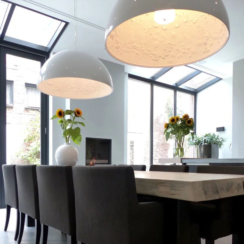 Dome Pendant Light 40-60cm | Black Crystal-flower Relief Ceiling Dining Room & Kitchen Island Casalolalights Luxury