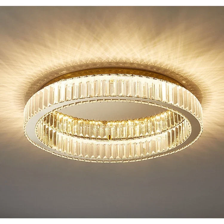 Crystal Ring Flush Mount 40-60cm | Gold or Chrome Low-profile Ceiling Light Bedroom & Living Room Casalolalights Luxury