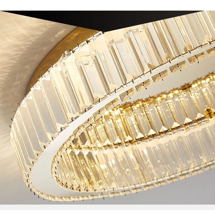 Crystal Ring Flush Mount 40-60cm | Gold or Chrome Low-profile Ceiling Light Bedroom & Living Room Casalolalights Luxury