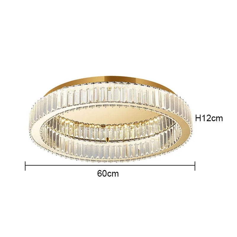 Crystal Ring Flush Mount 40-60cm | Gold or Chrome Low-profile Ceiling Light Bedroom & Living Room Casalolalights Luxury