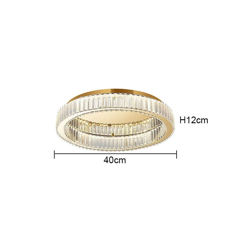 Crystal Ring Flush Mount 40-60cm | Gold or Chrome Low-profile Ceiling Light Bedroom & Living Room Casalolalights Luxury