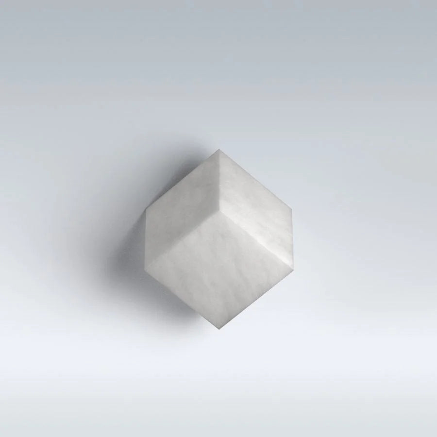 Alabaster Cube Wall Sconce – Minimalist Carved Marble Ligh