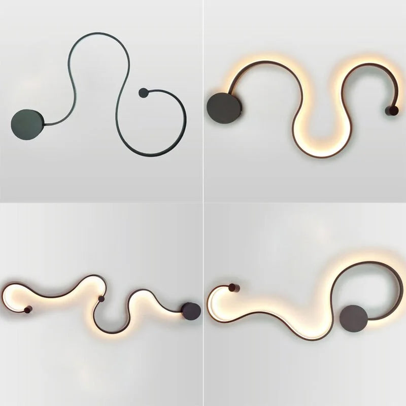 Curved Led Wall Lamp | Modern Linear Corridor Sconce Bronze or Chrome Hallway Stairway & Living Room Casalolalights