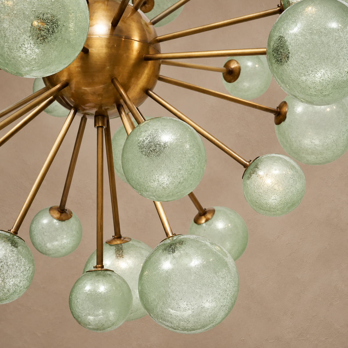 Murano Style Light Green Glass Globe Chandelier | Large for a Bedroom or Living Room Custom Rod Length Casalola Lights