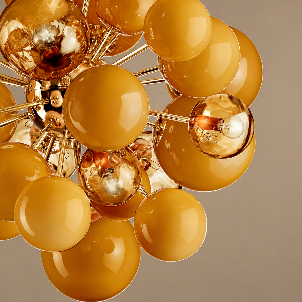Murano Style Orange Glass Globe Chandelier Brass | Large Statement for an Entry Hall Custom Rod Casalola Lights Luxury