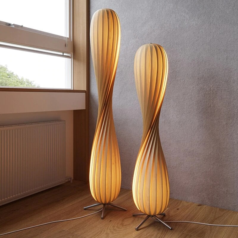 Tr7 Designer Floor Lamp Wood Birch Modern Minimalism Decor - Lamps