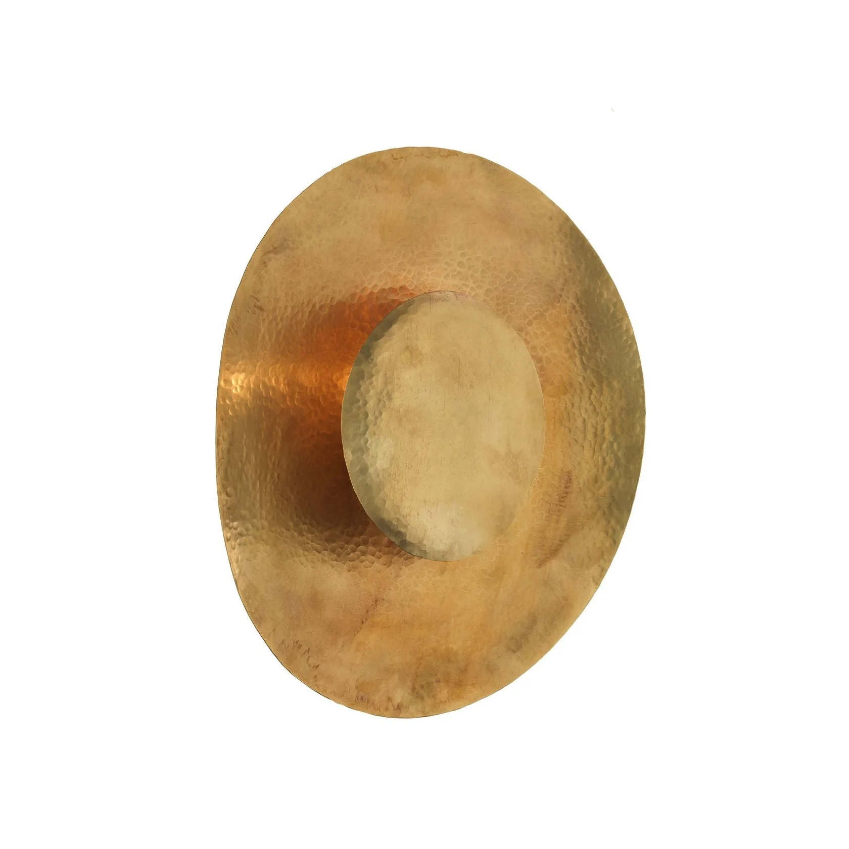 Handcrafted Brass Disc Wall Sconce – Hammered Metal Art Light for Luxury Interiors