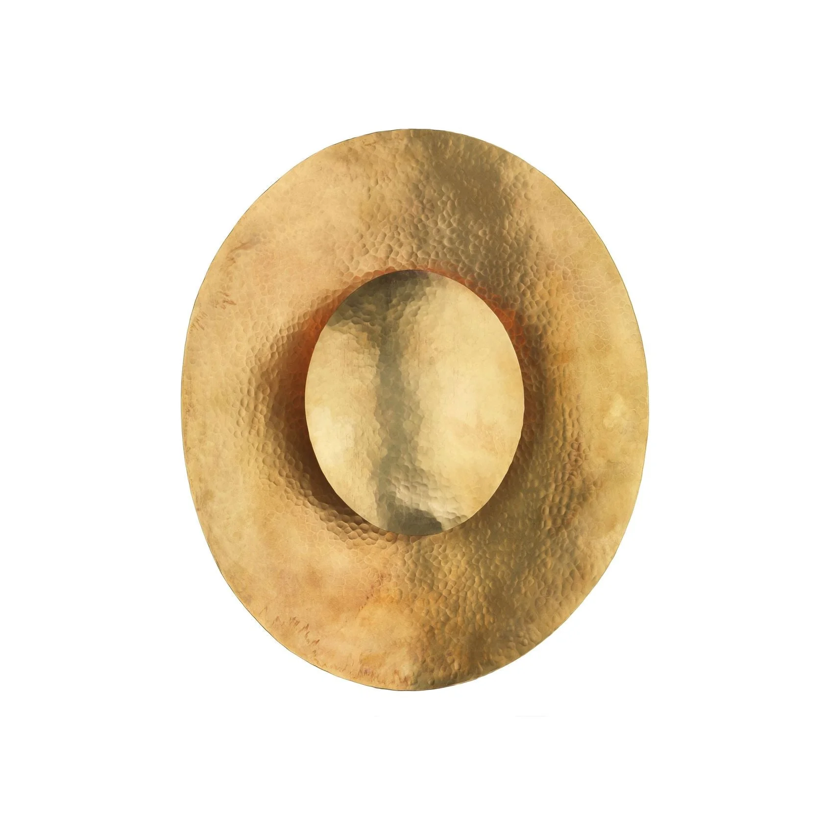 Handcrafted Brass Disc Wall Sconce – Hammered Metal Art Light for Luxury Interiors