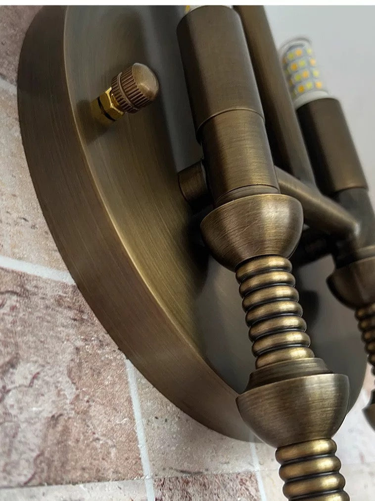 Dome Artificial Marble Wall Sconce – Warm Brass Light with Pull Rod Detail for Bedroom Hallway or Living Room