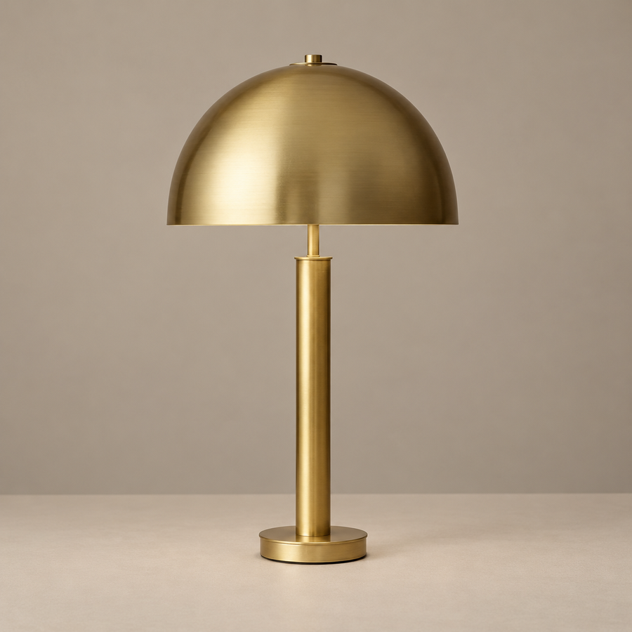 LÁMPARA DE MESA MODERNA CON CÚPULA EN ORO CEPILLADO