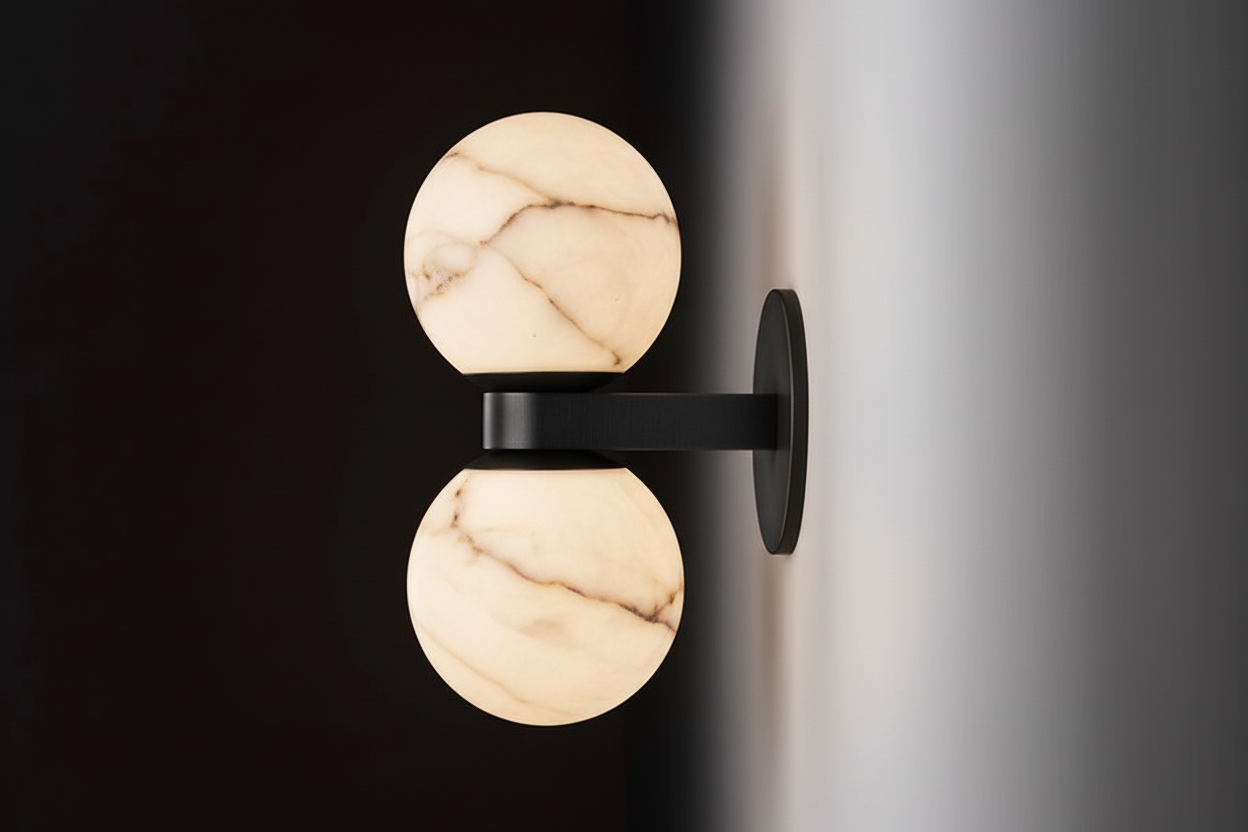 Double Alabaster Globe Wall Sconce – Copper 2-light G9 Lamp for Bedroom Hallway or Vanity Casalolalights Luxury Lamps