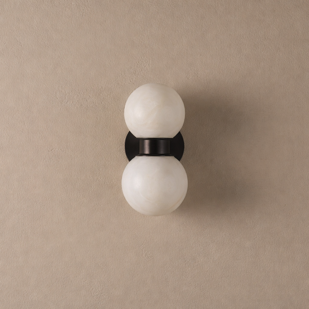 Double Alabaster Globe Wall Sconce – Copper 2-light G9 Lamp for Bedroom Hallway or Vanity Casalolalights Luxury Lamps