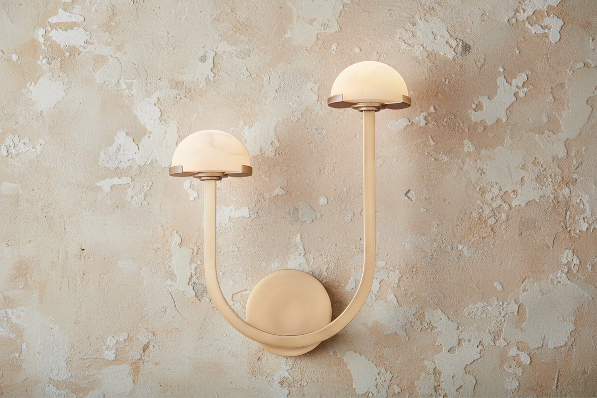 Double Brass & Alabaster Wall Sconce | Twin-dome Stone Modern Japandi Bedroom Living Room Casalolalights Luxury Lamps