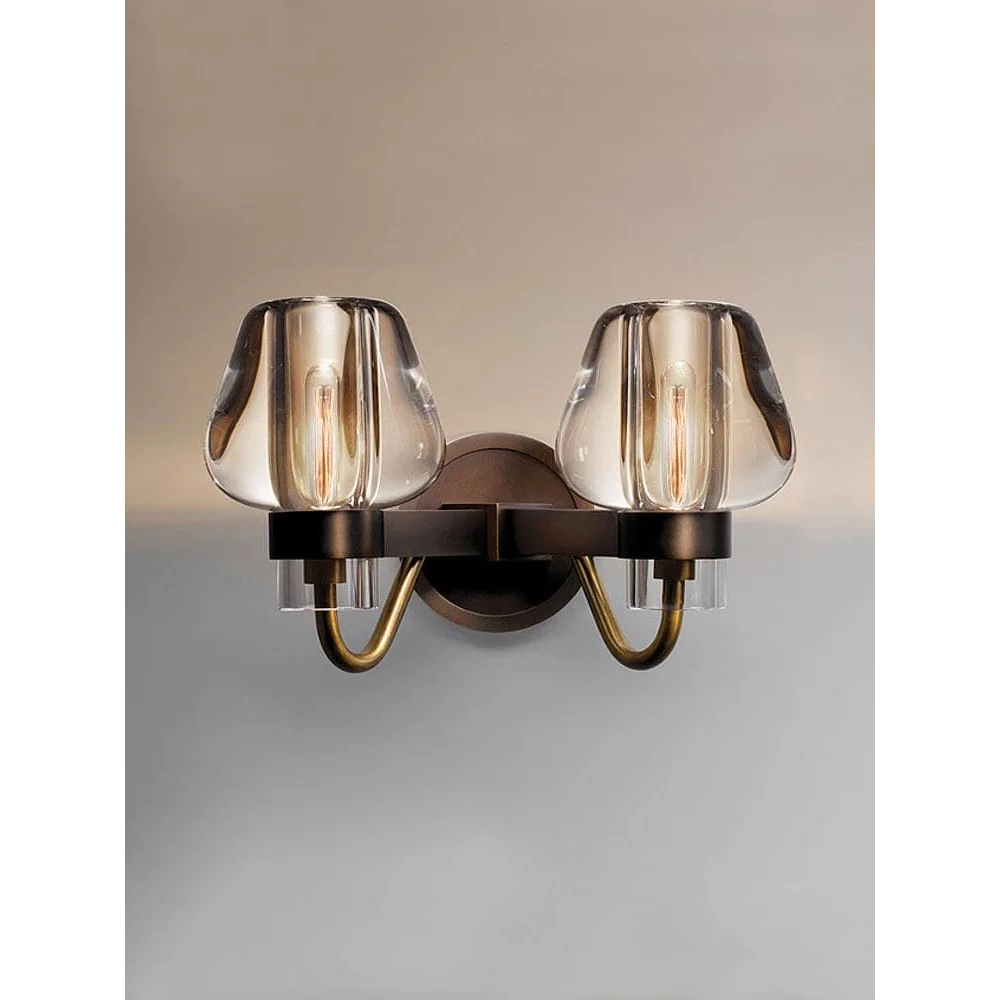 Modern Copper & Crystal Wall Sconce – Luxury Bedroom Hallway Light Fixture