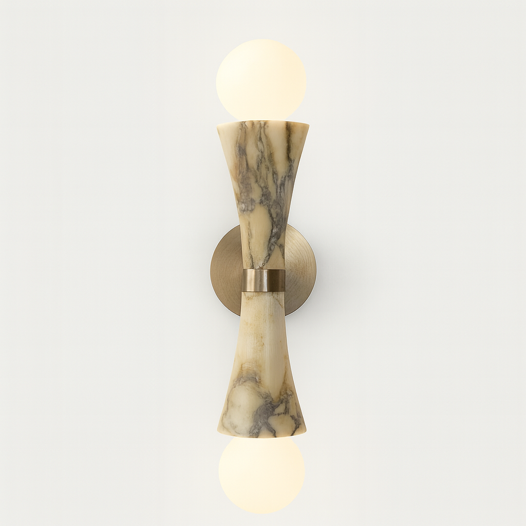 Double Bulgari Marble Globe Wall Sconce – Italian & Brass Light for Bedroom Hallway or Vanity Casalolalights Luxury