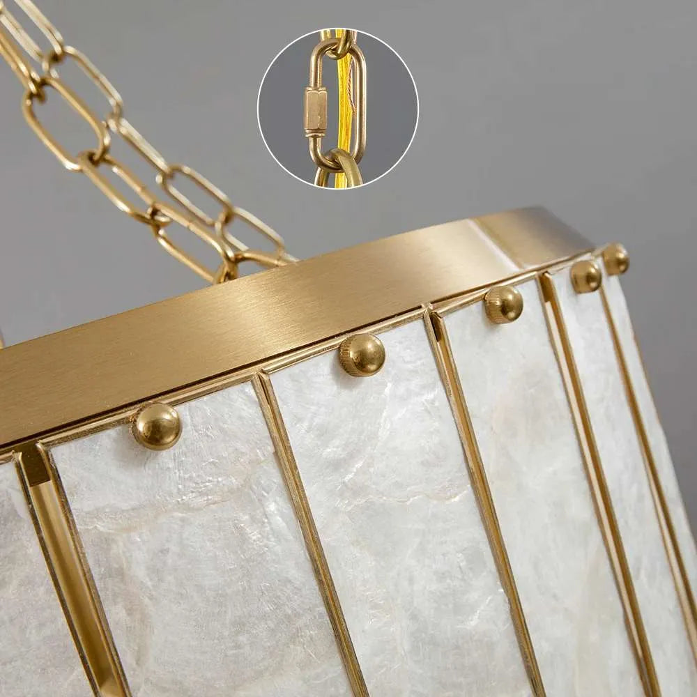 Double Round Shell Chandelier | Staggered Two-tier Stone-panel Modern Dining & Living Casalolalights Luxury Lamps