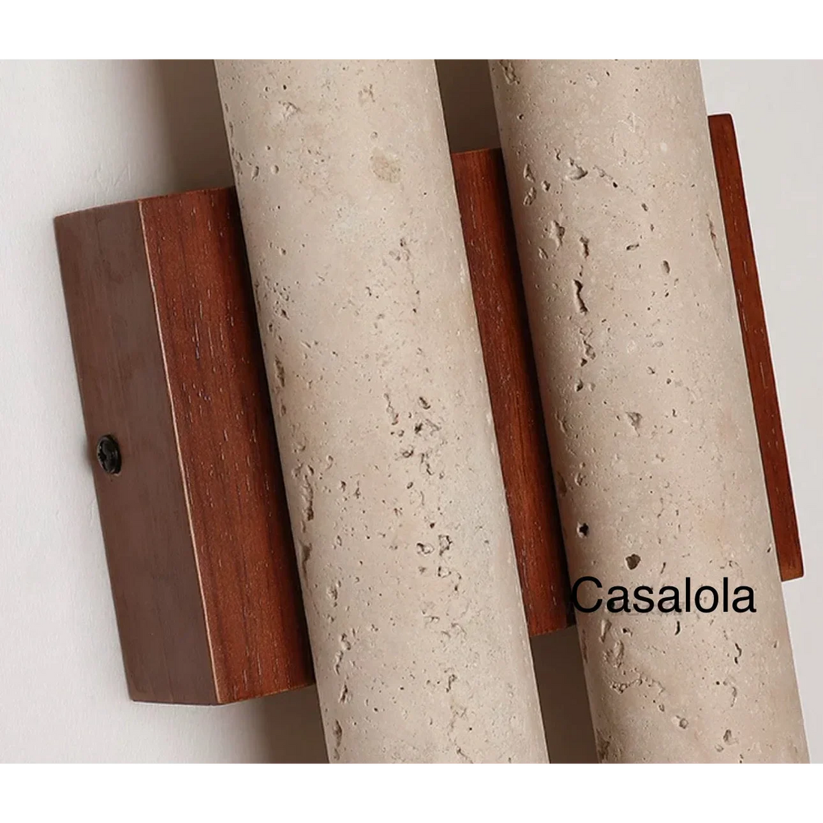 Travertine Wall Light 50cm | Double Stone & Wood Sconce Wabi-sabi Minimalist Living Room Staircase Casalolalights