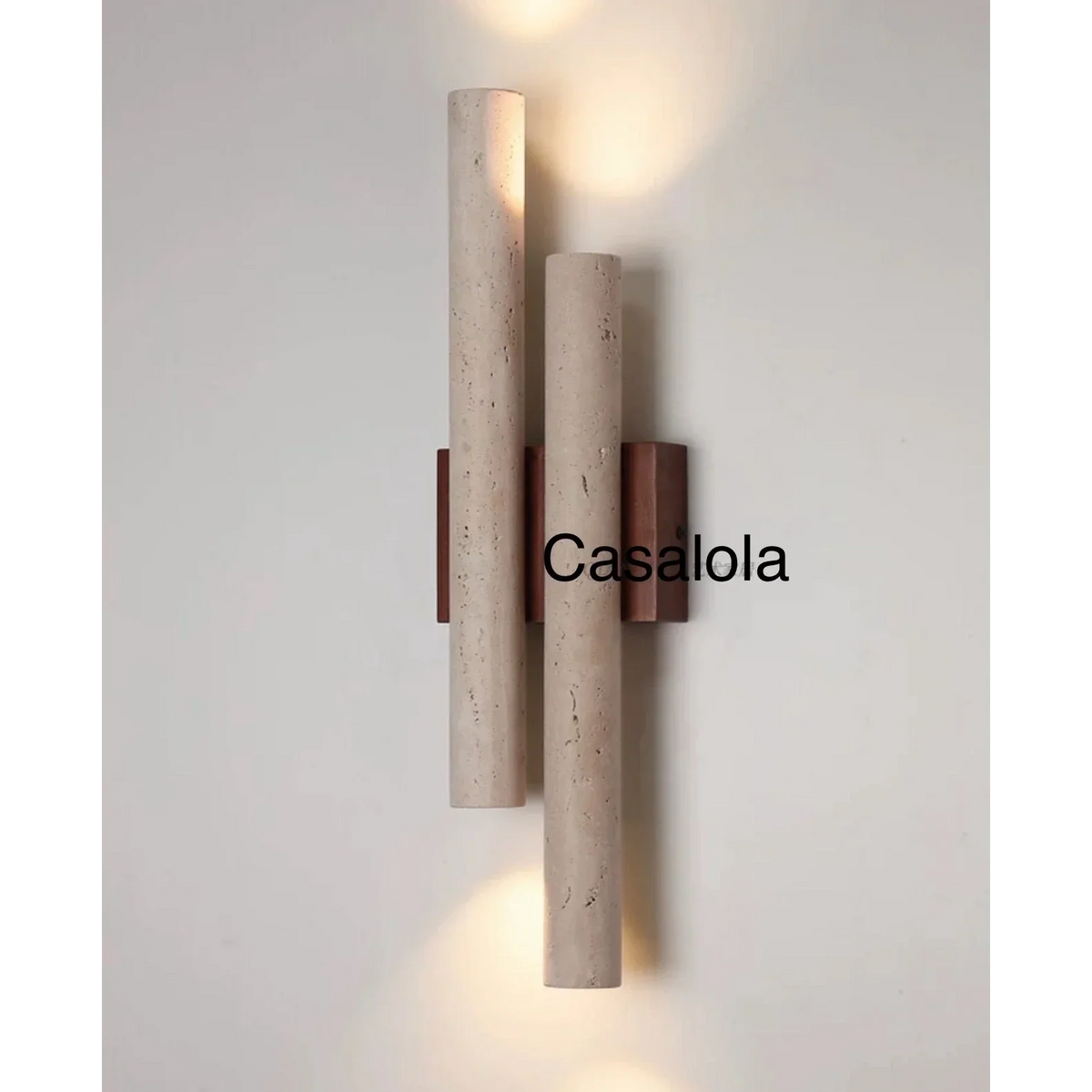 Travertine Wall Light 50cm | Double Stone & Wood Sconce Wabi-sabi Minimalist Living Room Staircase Casalolalights