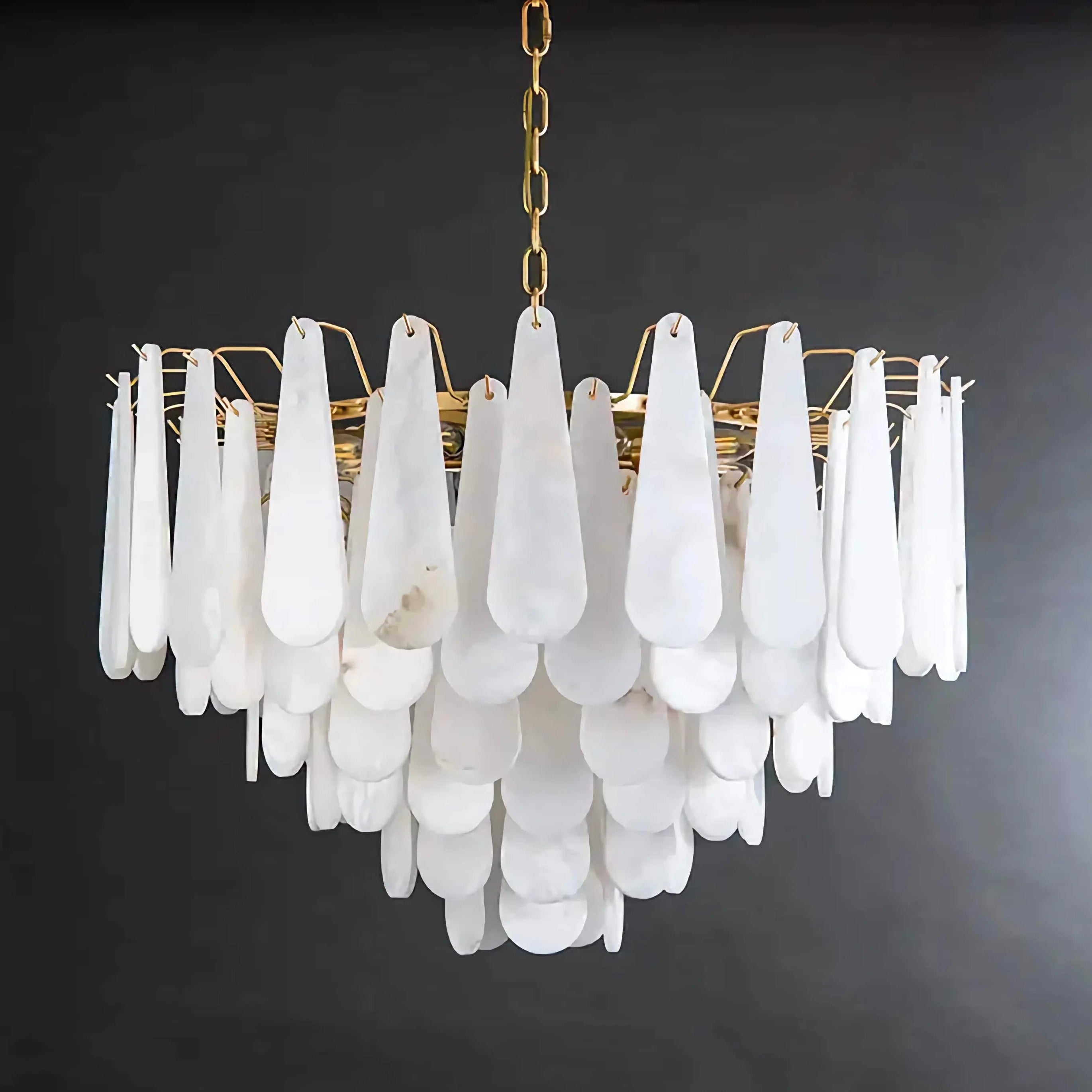 Alabaster Teardrop Chandelier – Tiered Copper Stone Pendant Light Casalolalights Luxury Lamps for Interior Designers