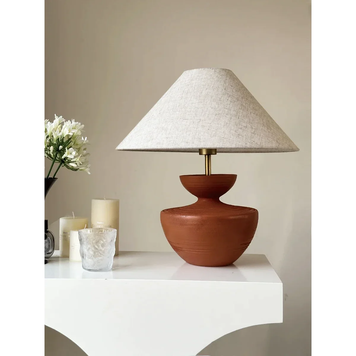 Earth Tones Ceramic Painted Table Lamp | Unique Lighting