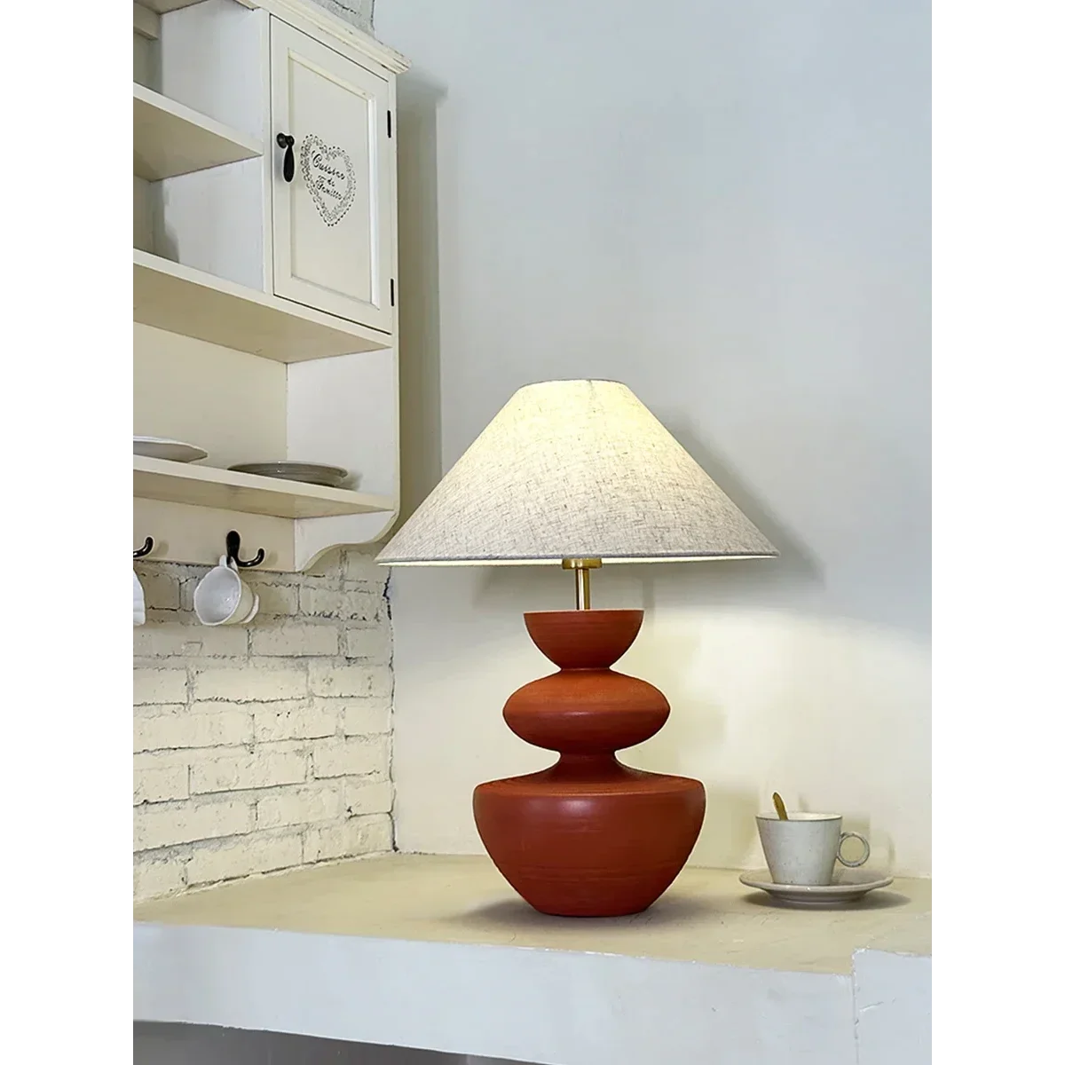 Earth Tones Ceramic Painted Table Lamp | Unique Lighting