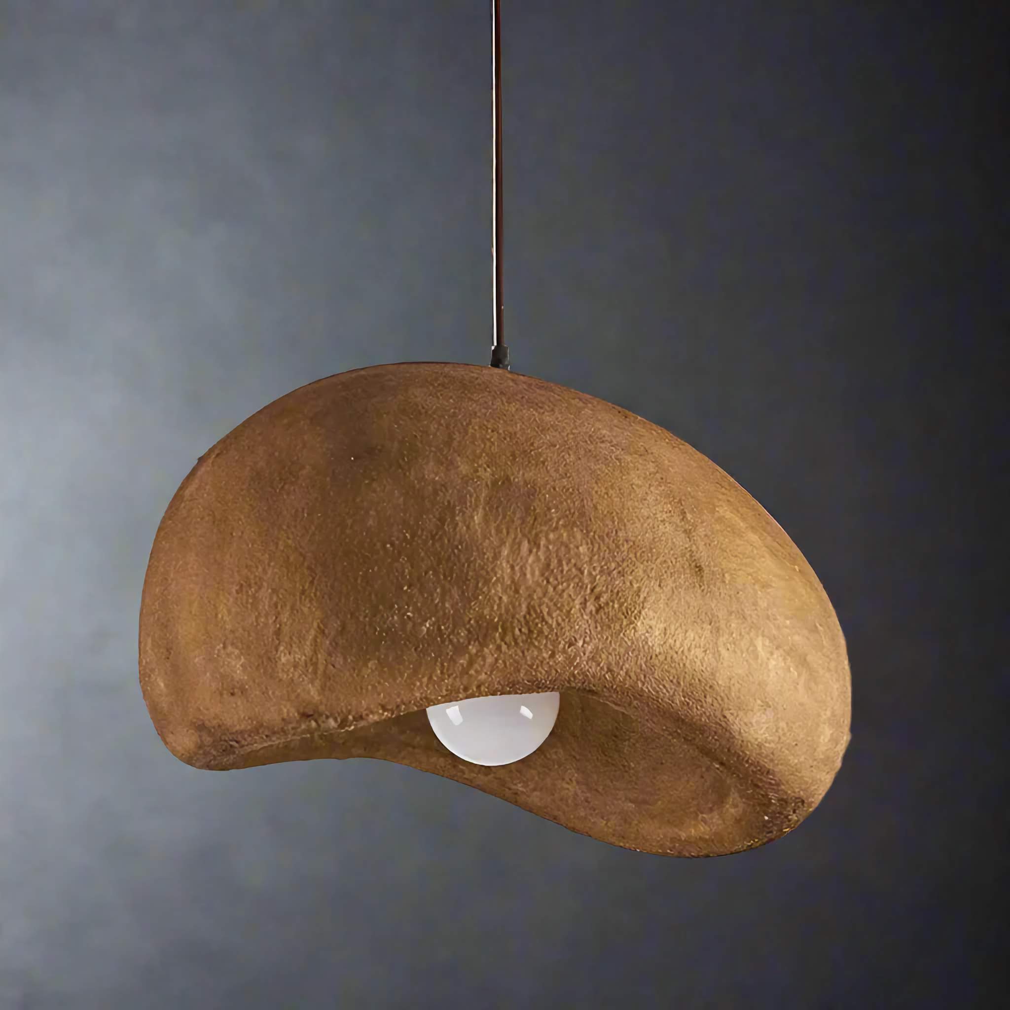 Japandi Brown Ceramic Pendant Lamp for Living Room Kitchen Bedroom | Minimalist Hanging