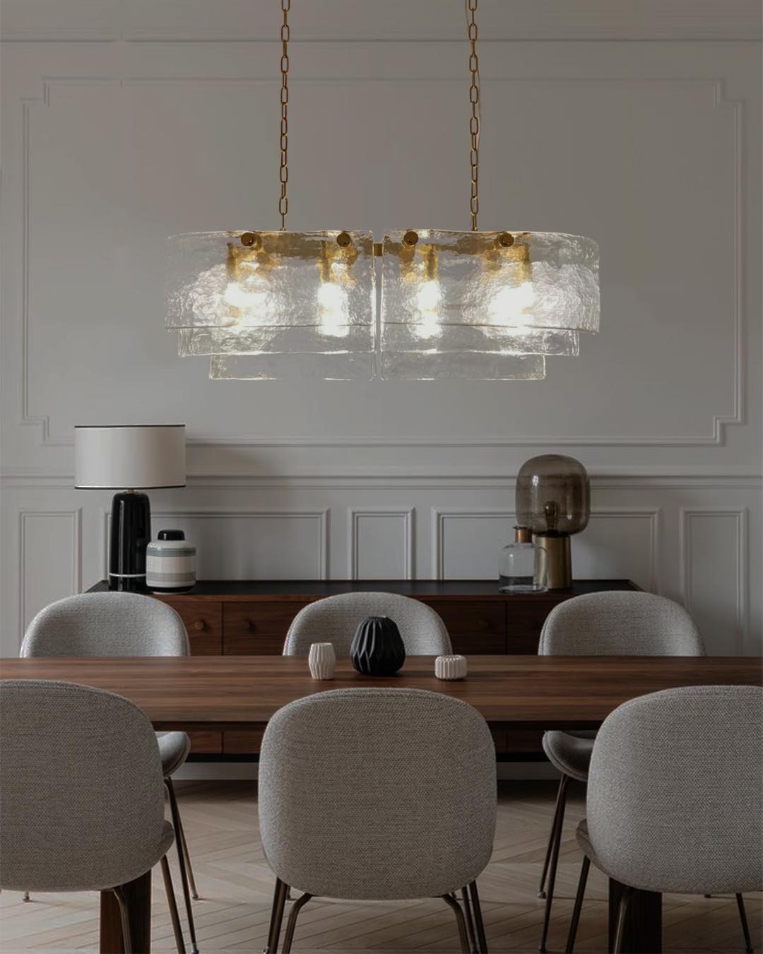 Clear Glass Statement Chandelier Art Deco Luxury Dining Room and Entryway Ceiling Light Eclat Collection Casalolalights