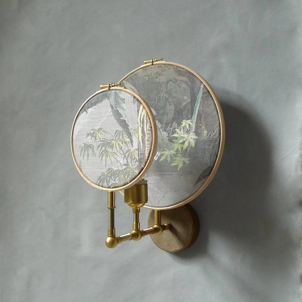 Luxury Copper and Wood Floor Lamp with Cloth Shade