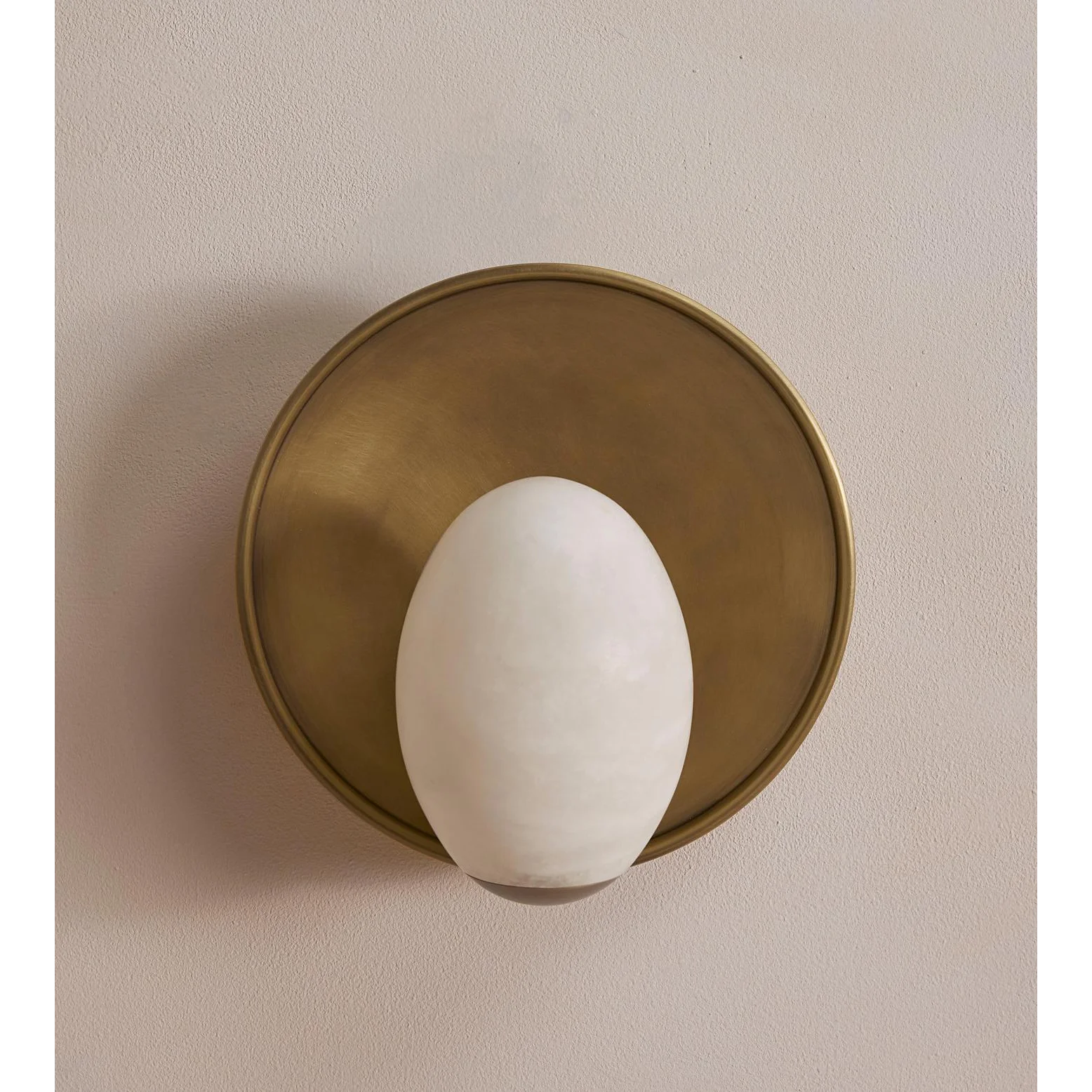 Alabaster Wall Sconce – Solid Brass Backplate Hand Carved Stone