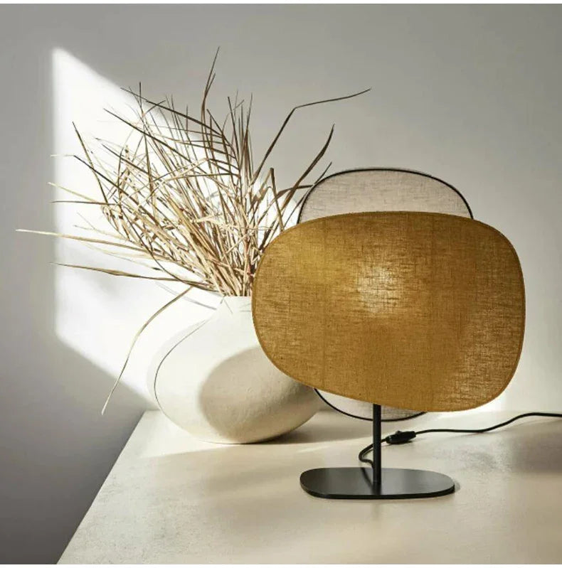 French Linen Table Lamp | Minimalist Earth Tones Design Quiet Luxury Interior - Lamps