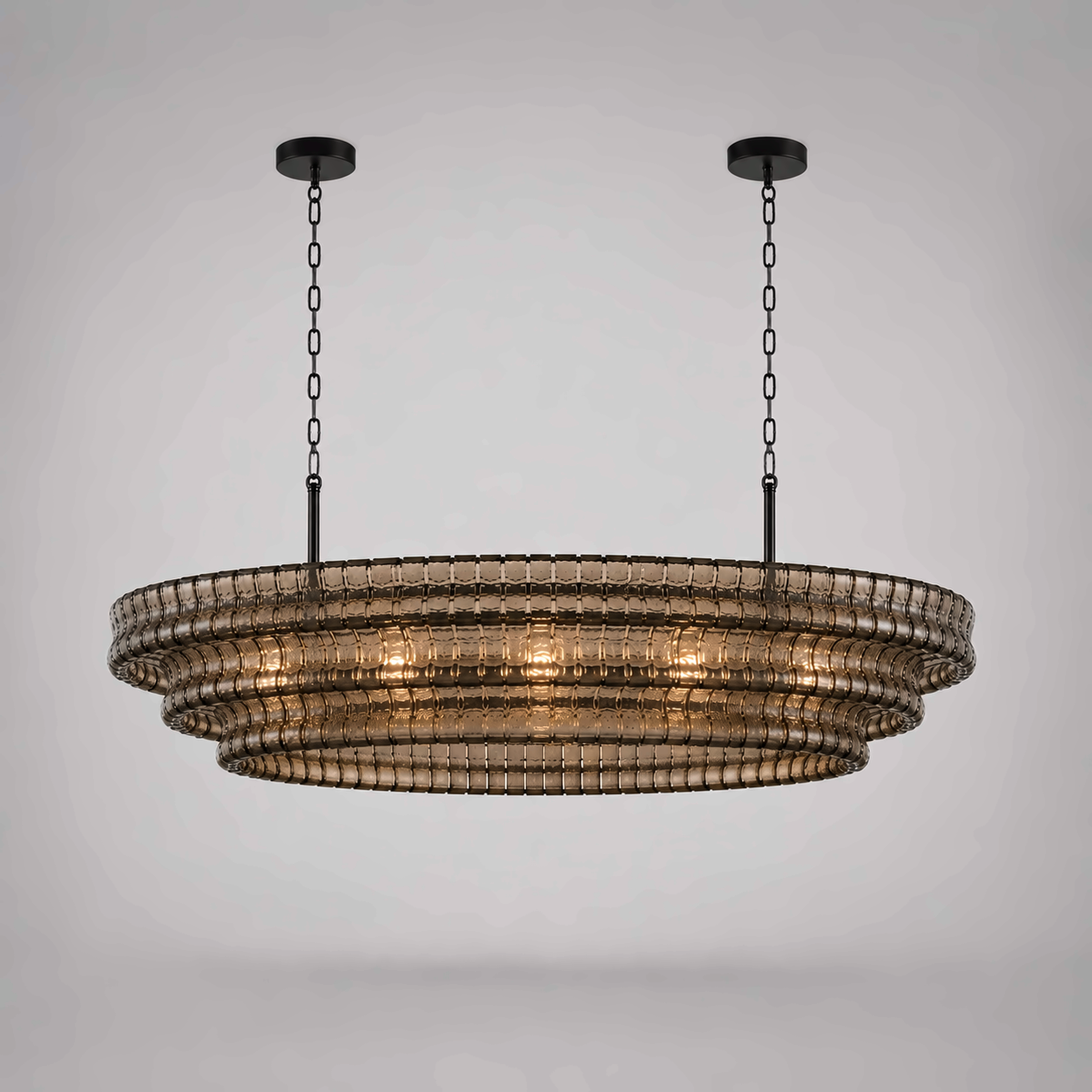 The Verdita Chandelier | Amber Curved Glass | CLND019