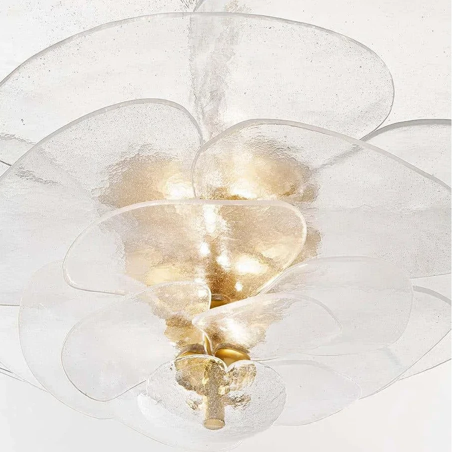 Glass Petal Chandelier | Art Deco Sculptural & Gold Iron Modern Dining Room Living Casalolalights Luxury Lamps