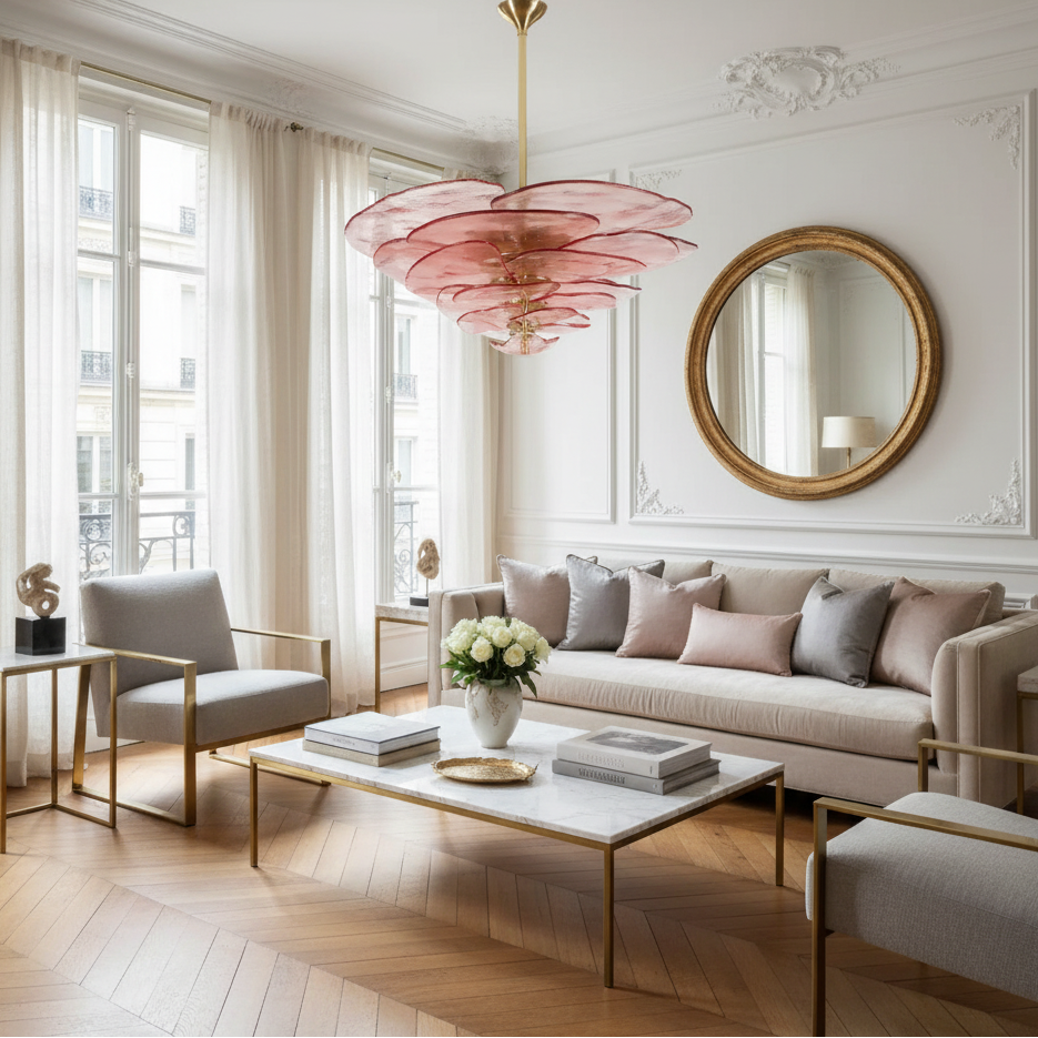 Glass Petal Chandelier | Art Deco Sculptural & Gold Iron Modern Dining Room Living Casalolalights Luxury Lamps