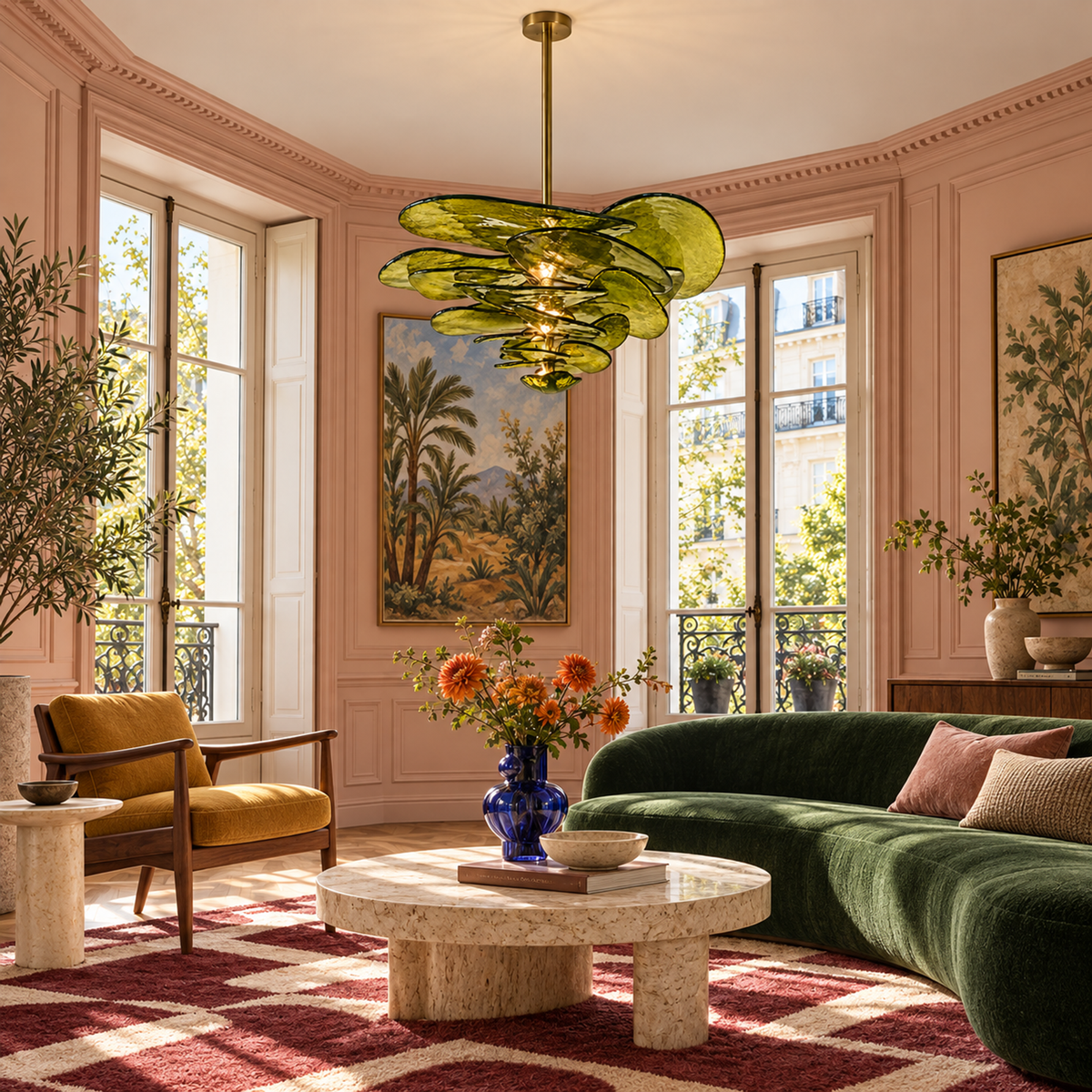 Art Deco Chandelier - Fiore Green Petals Casalola Lights Luxury Lamps for Interior Designers