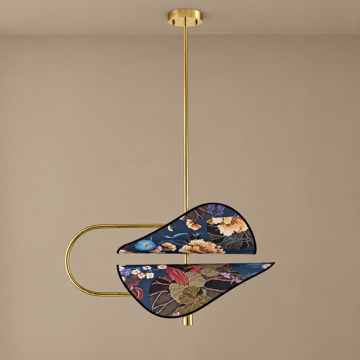 Modern Pendant Light - Blue Floral Fabric Casalola Lights Luxury Lamps for Interior Designers