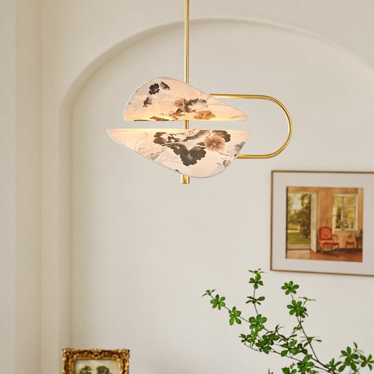 Modern Pendant Light - Blue Floral Fabric Casalola Lights Luxury Lamps for Interior Designers