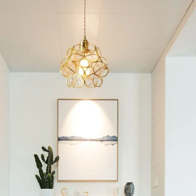 Colorful Glass Pendant Lamp | Round Flower Hanging Lights for Living Room Kitchen Dining