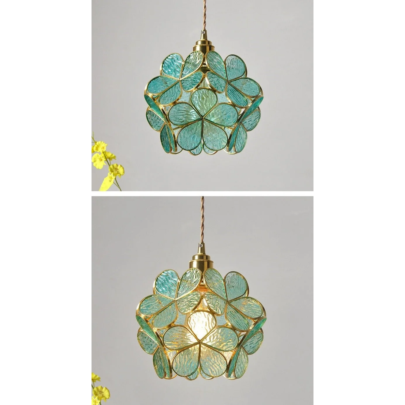 Colorful Glass Pendant Lamp | Round Flower Hanging Lights for Living Room Kitchen Dining
