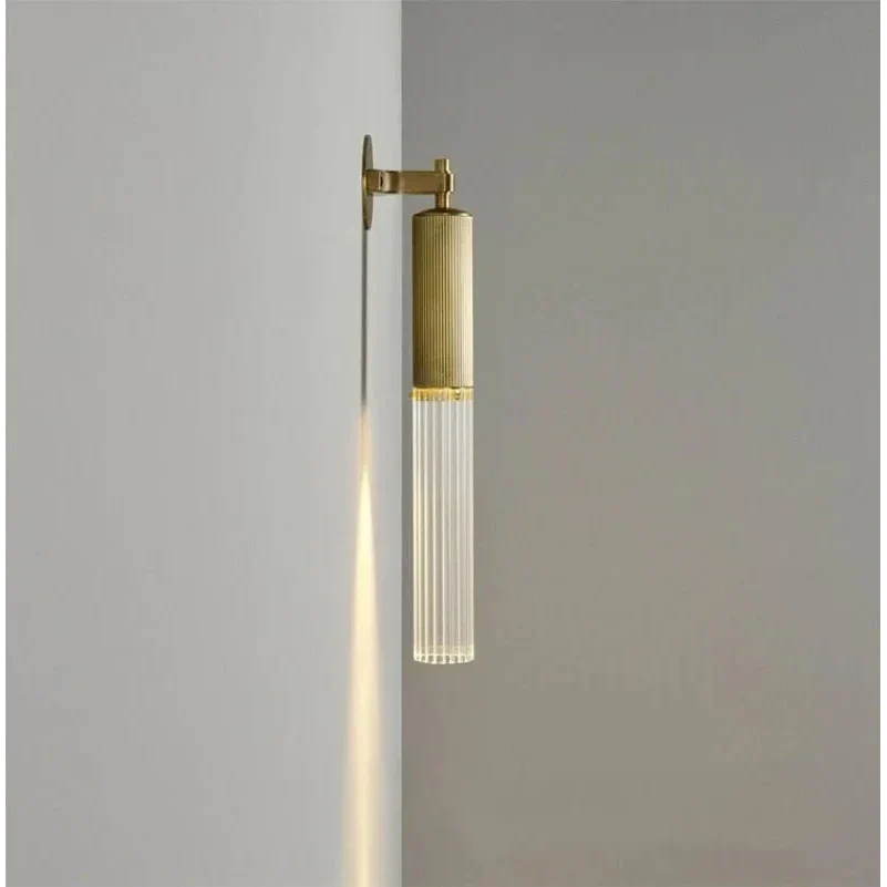 Flume Modern Brass and Glass Vintage Wall Sconces – Cylindrical Led Light