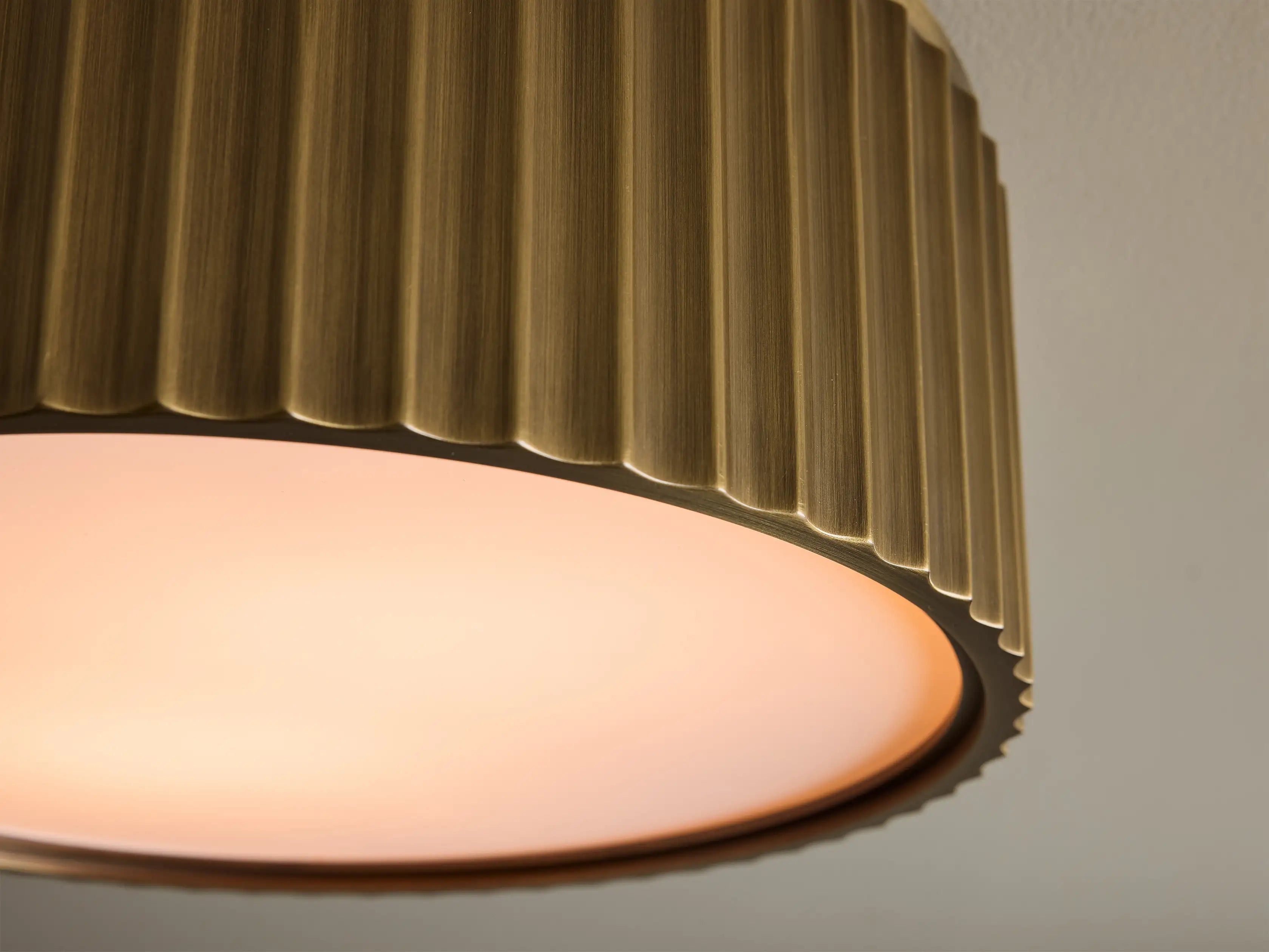 Brass Flush Mount Ceiling Light for Bathroom & Hallway | 13 Inch Fluted Drum Antique 2-light Casalolalights Luxury