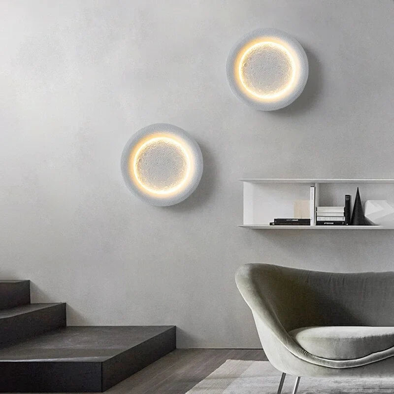 Full Moon Wall Lamp 28cm | Minimalist Round Led Disc Light Soft Glow Bedroom Hallway & Living Room Casalolalights